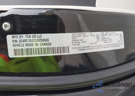 2020 Chrysler Pacifica Limited z USA, uszkodzony, nr VIN 2C4RC1GG7LR250045